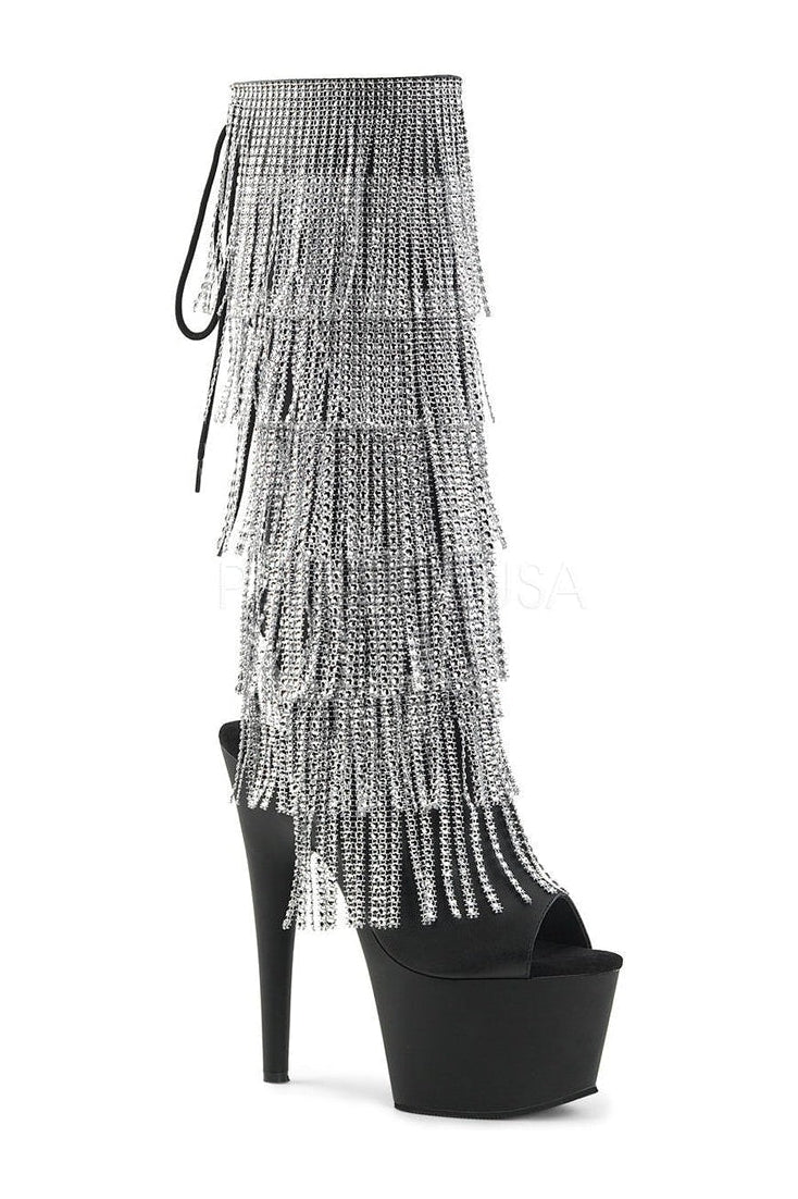 Pleaser ADORE-2024RSF Platform Boot in Black Faux Leather from SexyShoes.com