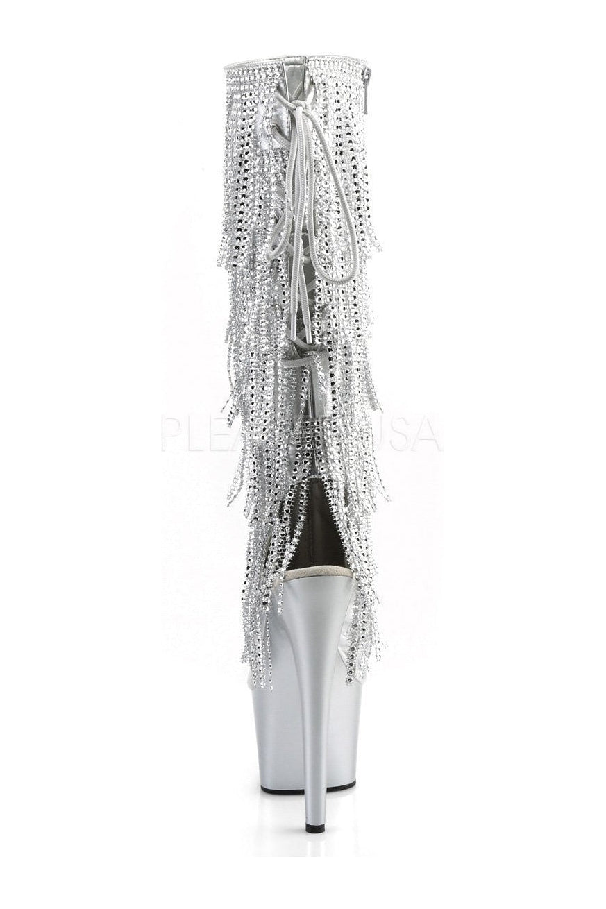 Pleaser ADORE-2024RSF Platform Boot in Silver Faux Leather