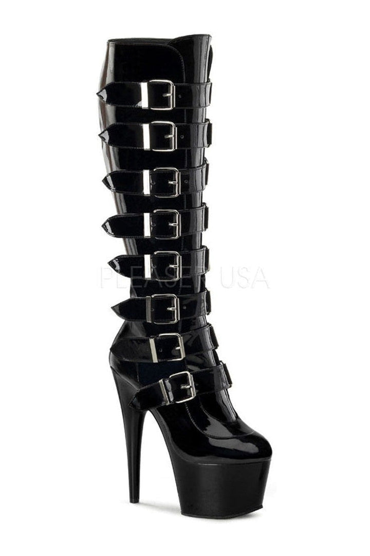 ADORE-2043 Platform Boot | Black Patent-Pleaser-Black-Knee Boots-SEXYSHOES.COM
