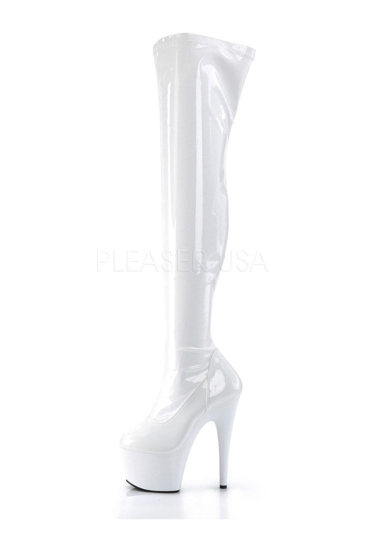 ADORE-3000 Platform Boot | White Patent-Pleaser-Thigh Boots-SEXYSHOES.COM