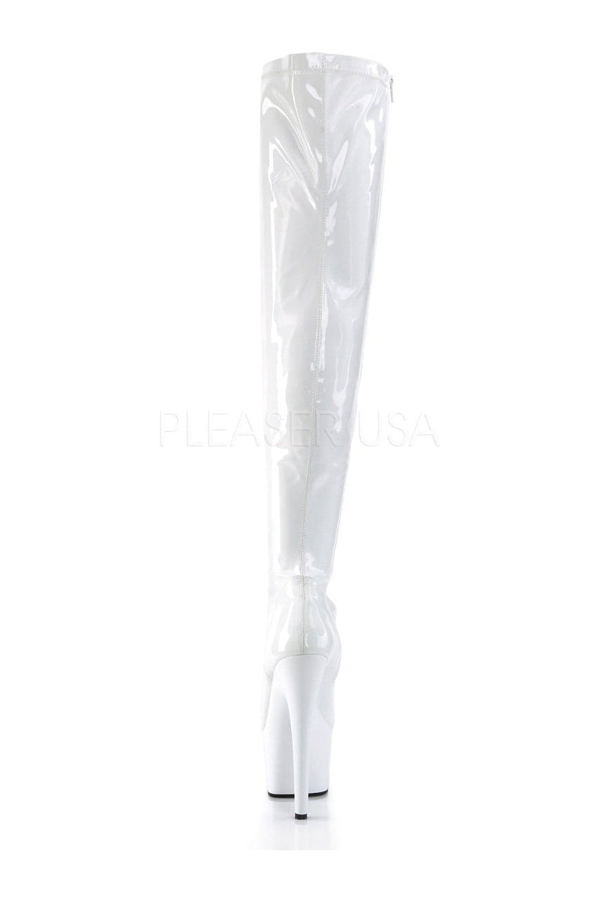 Pleaser ADORE-3000 Platform Boot in White Patent