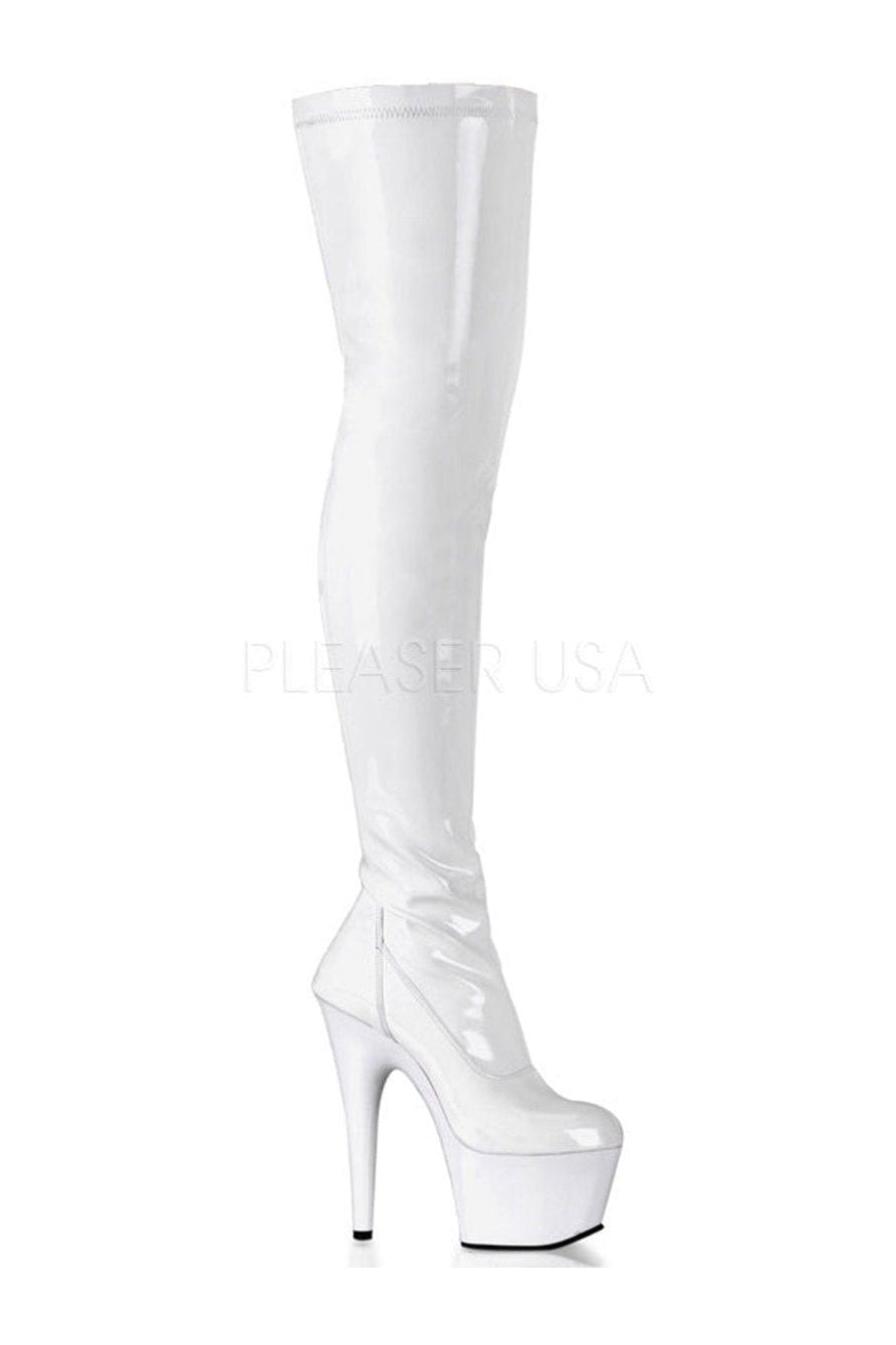 Pleaser White Thigh Boots Platform Stripper Shoes | Buy at Sexyshoes.com