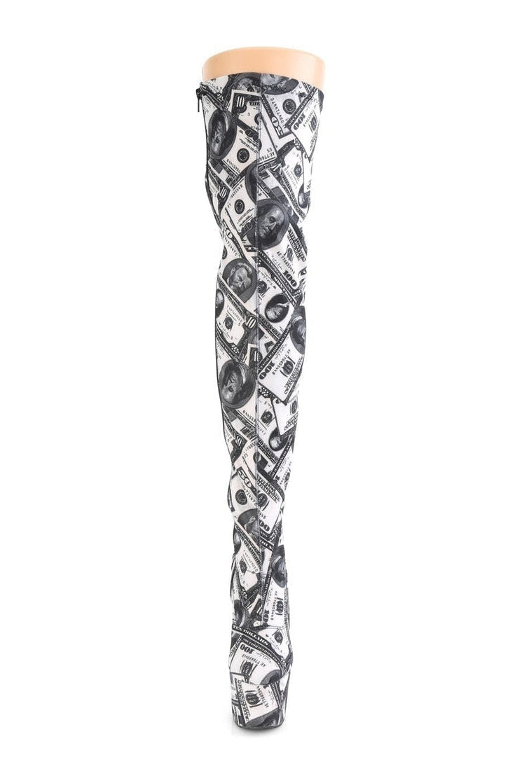 ADORE-3000DP Stripper Boot | White Fabric-Thigh Boots-Pleaser-SEXYSHOES.COM