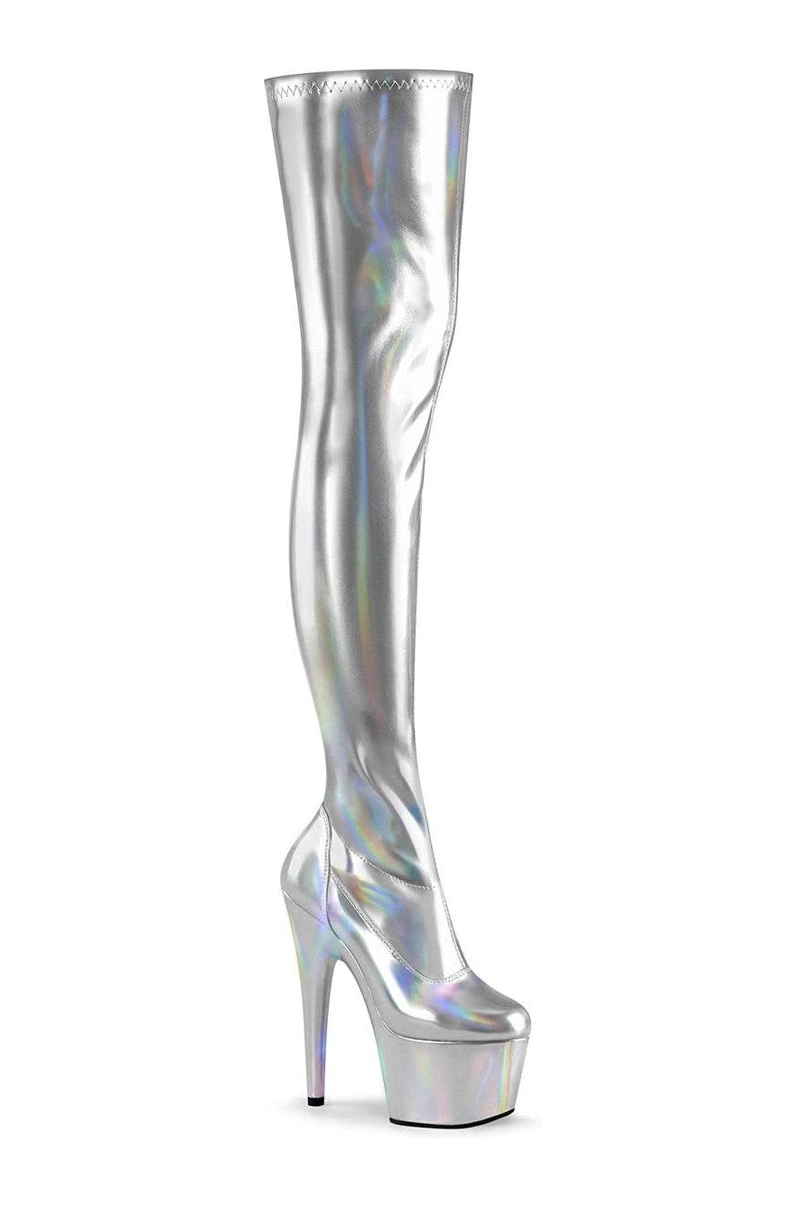 Pleaser Hologram Thigh Boots Platform Stripper Shoes | Buy at Sexyshoes.com