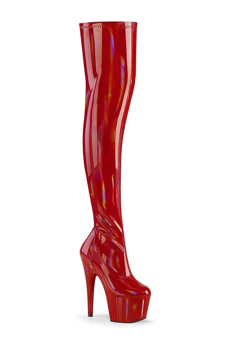 Pleaser Red Thigh Boots Platform Stripper Shoes | Buy at Sexyshoes.com