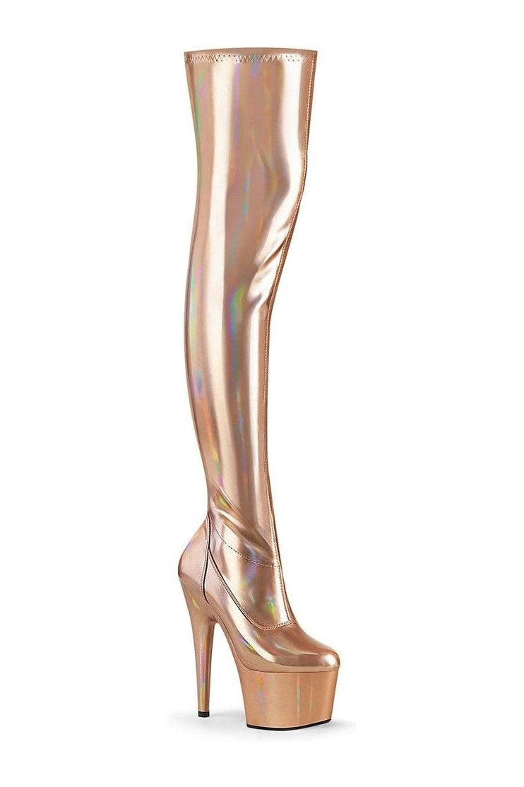Pleaser ADORE-3000HWR Exotic Boot in RoseGold Patent from SexyShoes.com