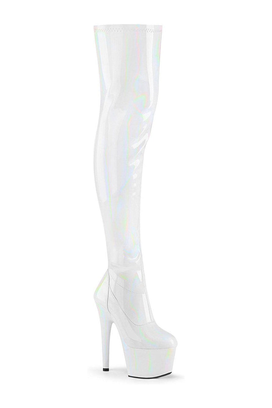 ADORE-3000HWR Stripper Boot | White Patent-Thigh Boots-Pleaser-White-11-Patent-SEXYSHOES.COM