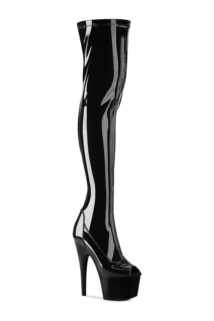 ADORE-3011 Stripper Boot | Black Patent-Thigh Boots-Pleaser-Black-9-Patent-SEXYSHOES.COM