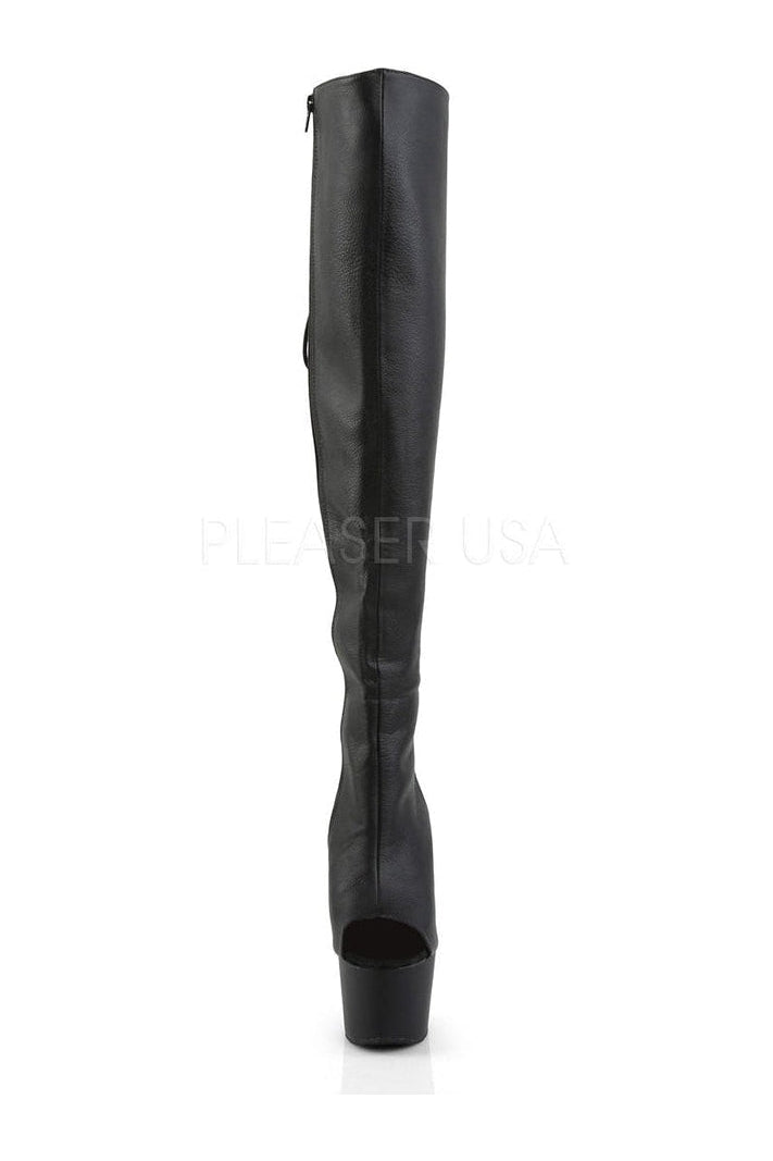 ADORE-3019 Platform Boot | Black Faux Leather-Pleaser-Thigh Boots-SEXYSHOES.COM