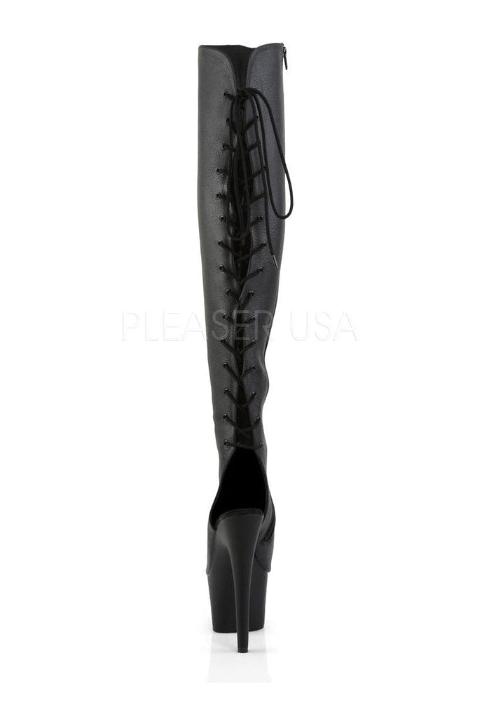 ADORE-3019 Platform Boot | Black Faux Leather-Pleaser-Thigh Boots-SEXYSHOES.COM
