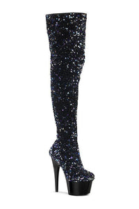 Pleaser ADORE-3020 Thigh Boot in Black Faux Suede from SexyShoes.com