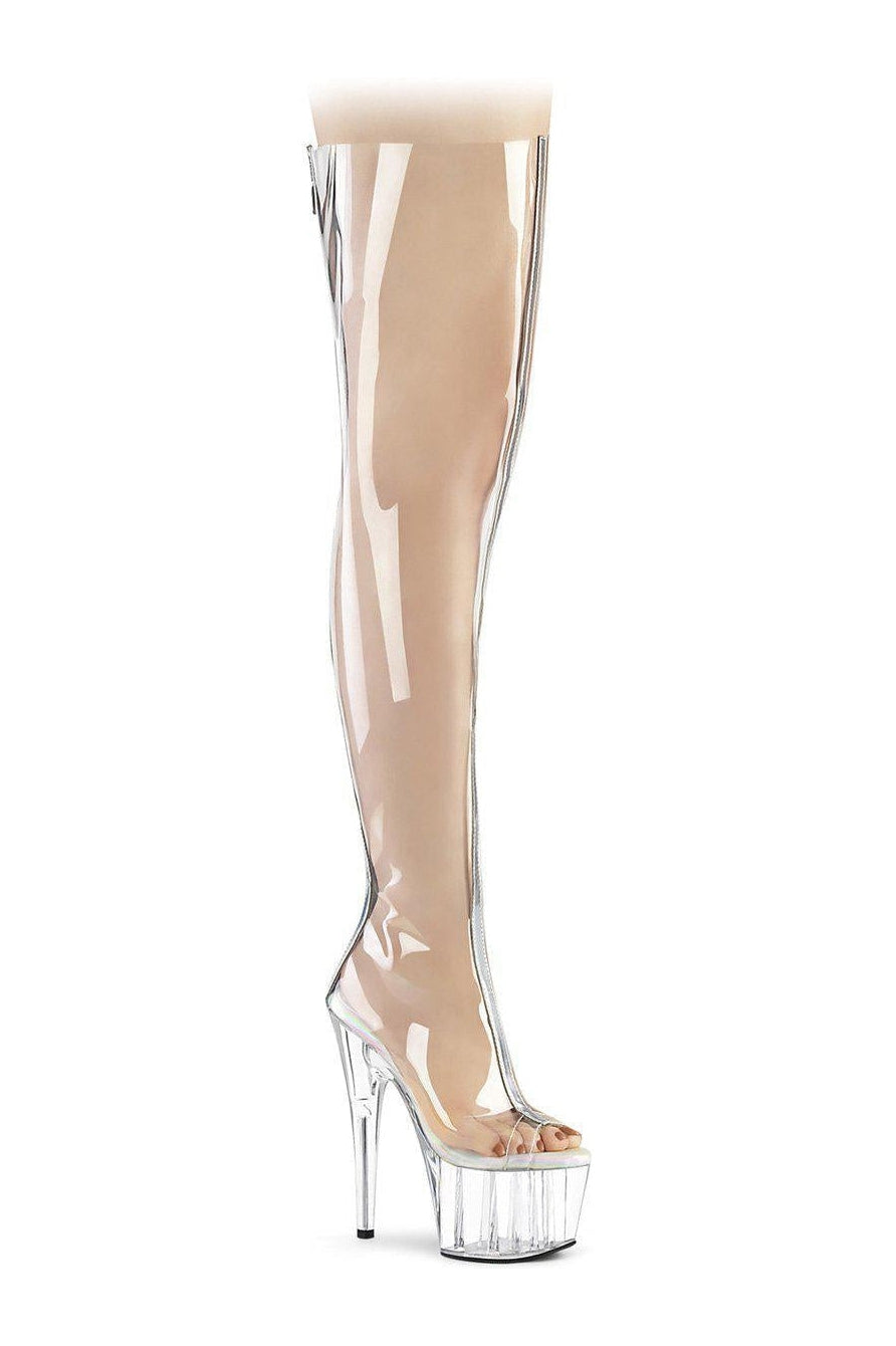 ADORE-3021 Thigh Boot | Clear Vinyl-Thigh Boots-Pleaser-Clear-7-Vinyl-SEXYSHOES.COM