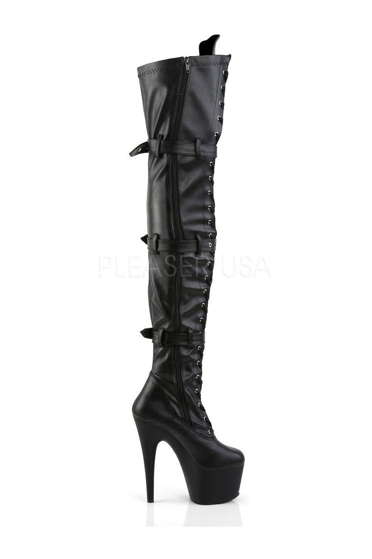 ADORE-3028 Platform Boot | Black Faux Leather-Pleaser-Thigh Boots-SEXYSHOES.COM