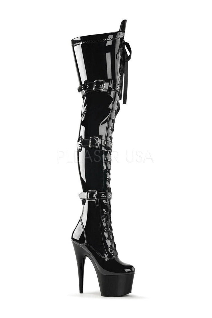 ADORE-3028 Platform Boot | Black Patent-Pleaser-Black-Thigh Boots-SEXYSHOES.COM