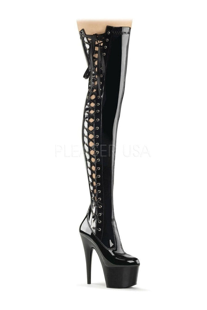 Pleaser Black Thigh Boots Platform Stripper Shoes | Buy at Sexyshoes.com