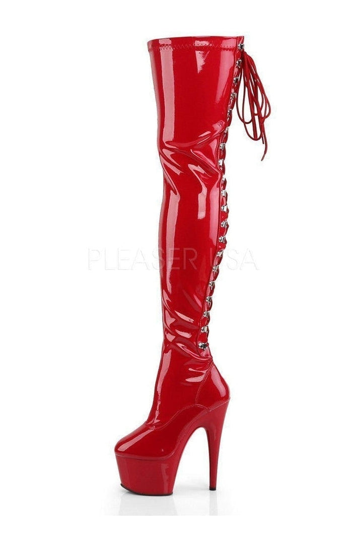 Pleaser ADORE-3063 Platform Boot in Red Patent