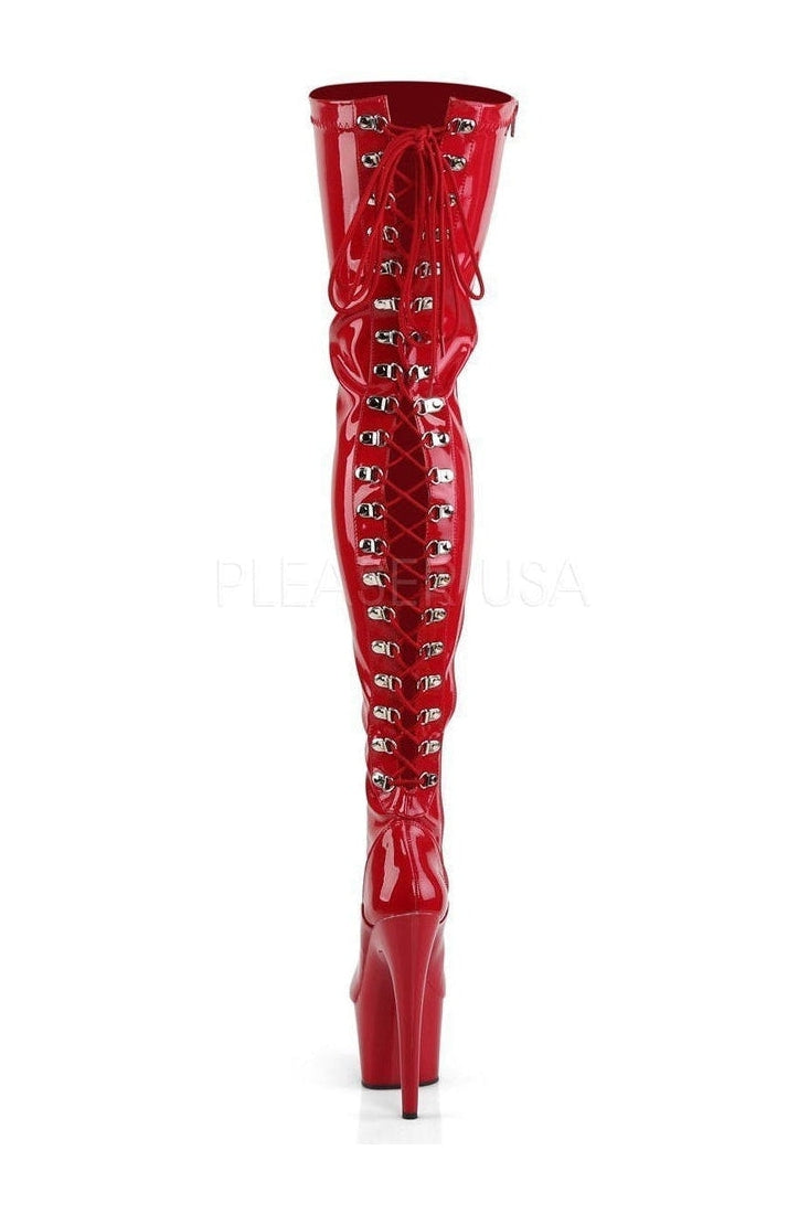 Pleaser ADORE-3063 Platform Boot in Red Patent