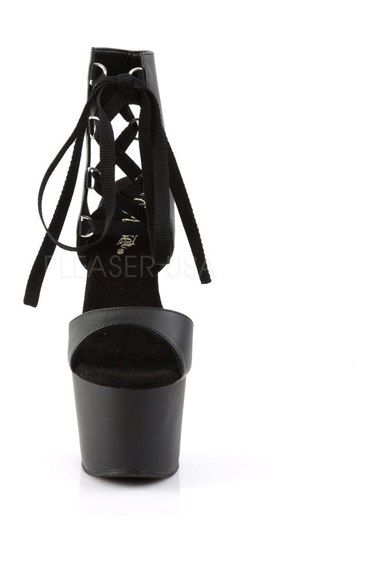ADORE-700-14 Platform Sandal | Black Faux Leather-Pleaser-Sandals-SEXYSHOES.COM