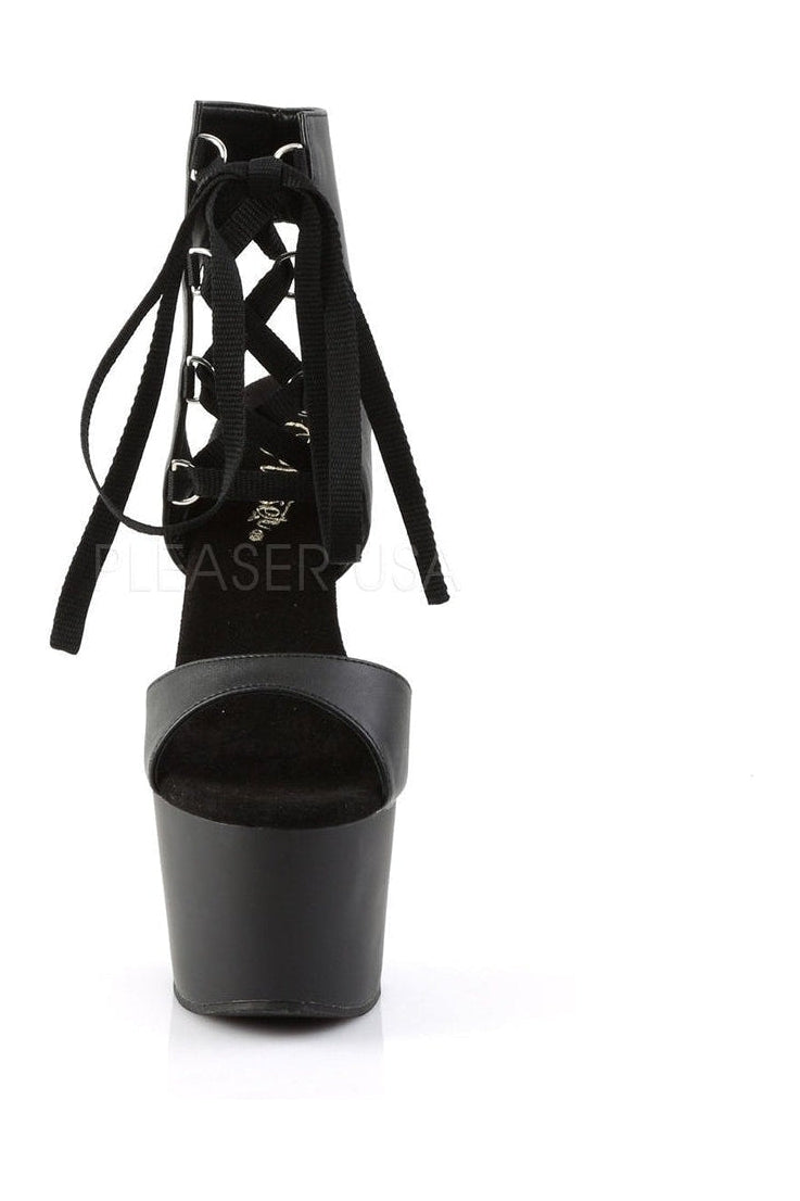 Pleaser ADORE-700-14 Platform Sandal in Black Faux Leather