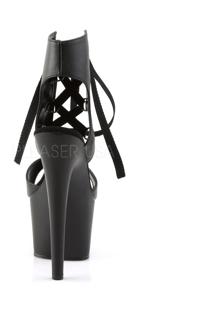 ADORE-700-14 Platform Sandal | Black Faux Leather-Pleaser-Sandals-SEXYSHOES.COM