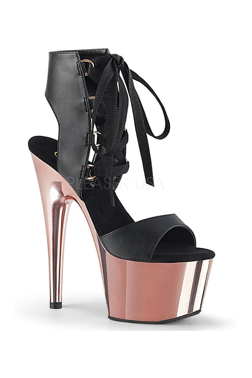 Pleaser ADORE-700-14 Platform Sandal in Black Faux Leather from SexyShoes.com