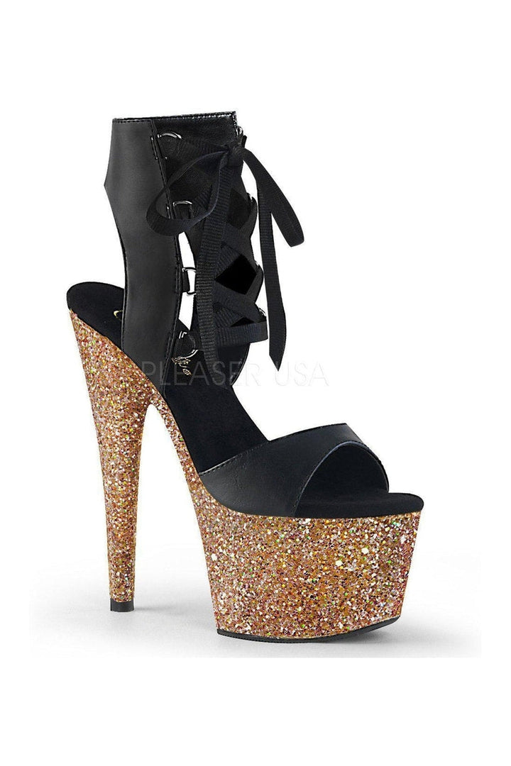 ADORE-700-14LG Platform Sandal | Black Faux Leather-Sandals-Pleaser-Black-5-Faux Leather-SEXYSHOES.COM