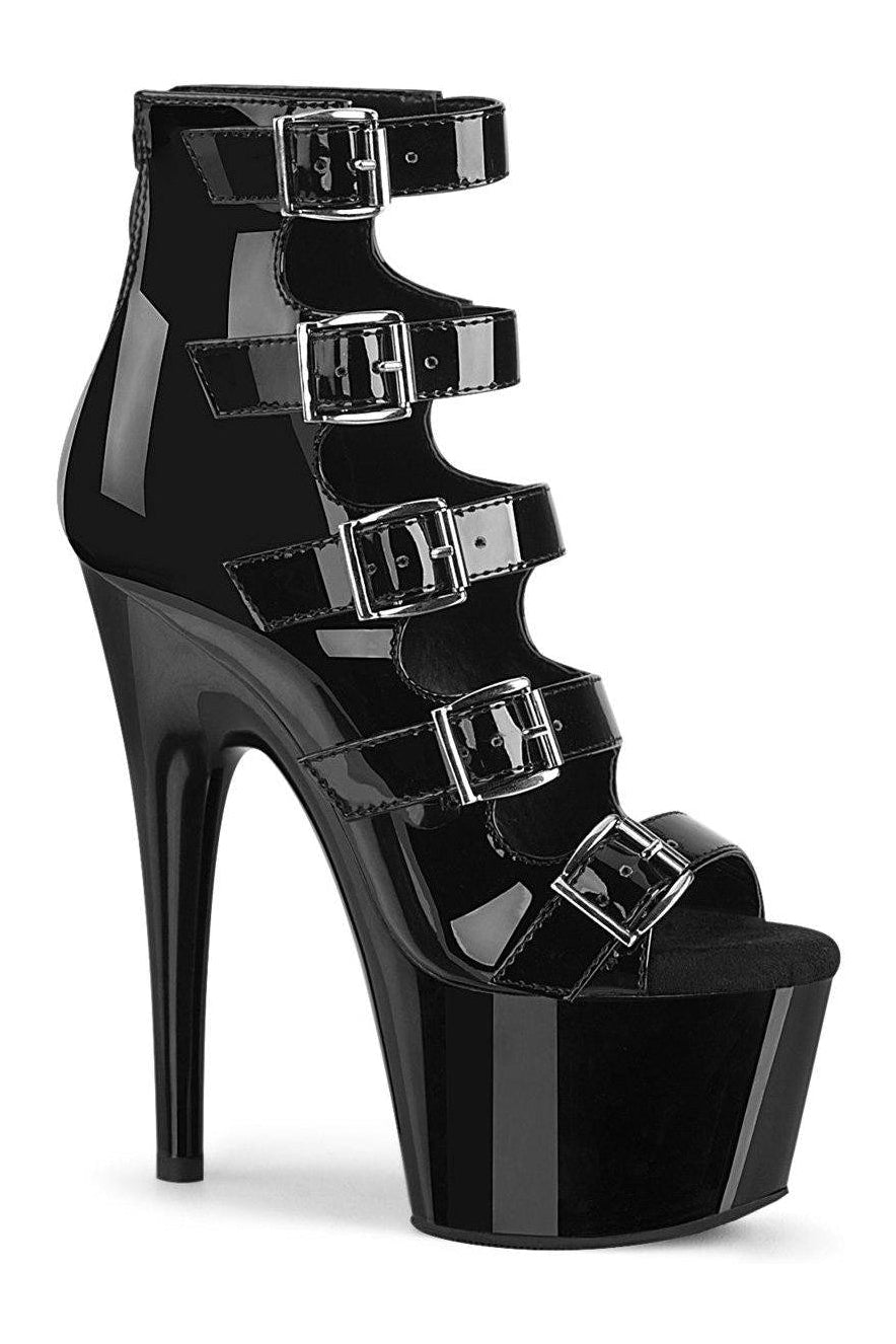 Pleaser ADORE-700-33 Exotic Ankle Boot in Black Patent from SexyShoes.com
