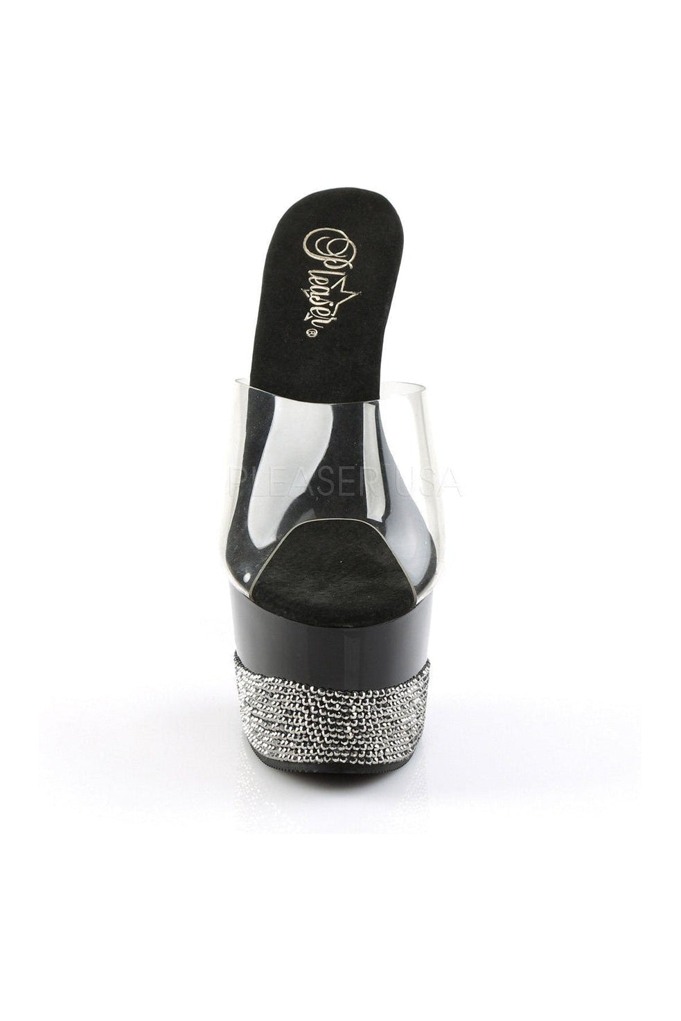 ADORE-701-3 Platform Slide | Black Vinyl-Pleaser-Slides-SEXYSHOES.COM