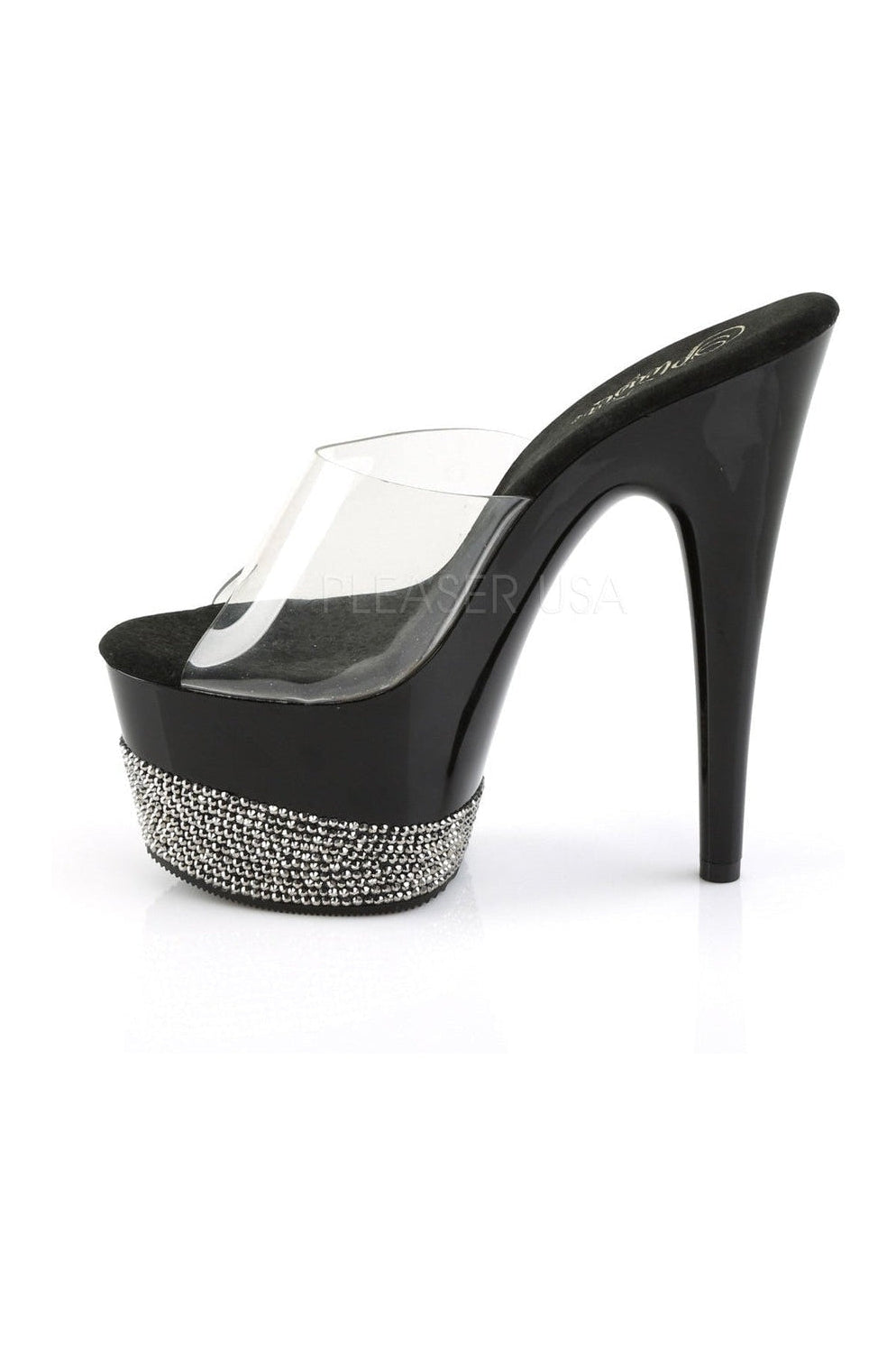 ADORE-701-3 Platform Slide | Black Vinyl-Pleaser-Slides-SEXYSHOES.COM
