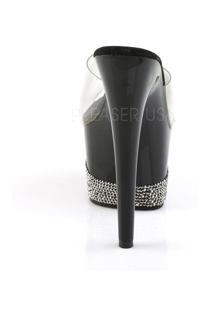 ADORE-701-3 Platform Slide | Black Vinyl-Pleaser-Slides-SEXYSHOES.COM