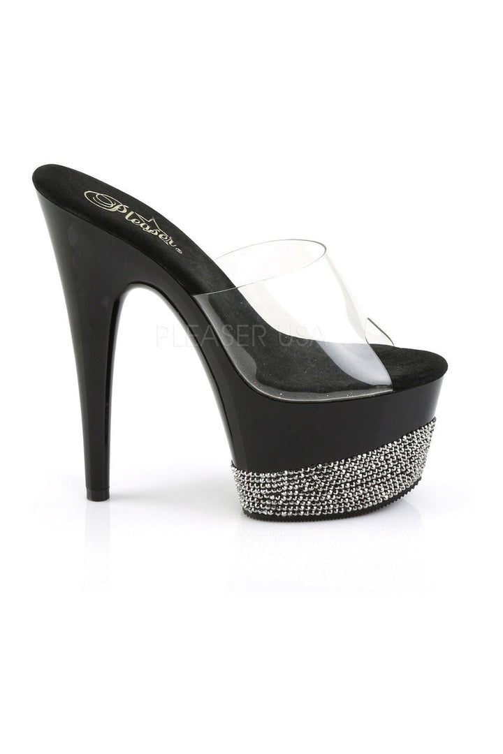 ADORE-701-3 Platform Slide | Black Vinyl-Pleaser-Slides-SEXYSHOES.COM