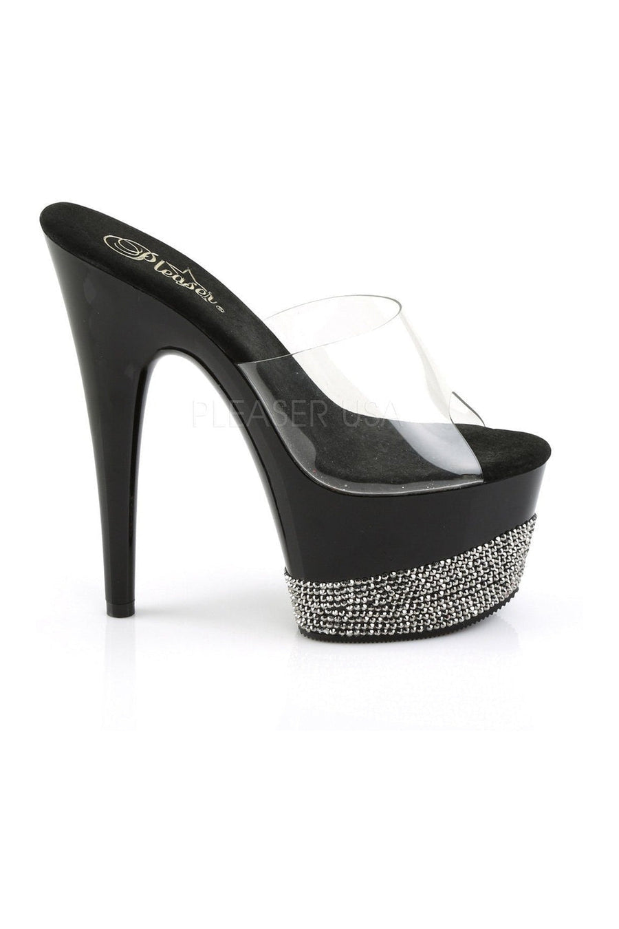 Pleaser ADORE-701-3 Platform Slide in Black Vinyl