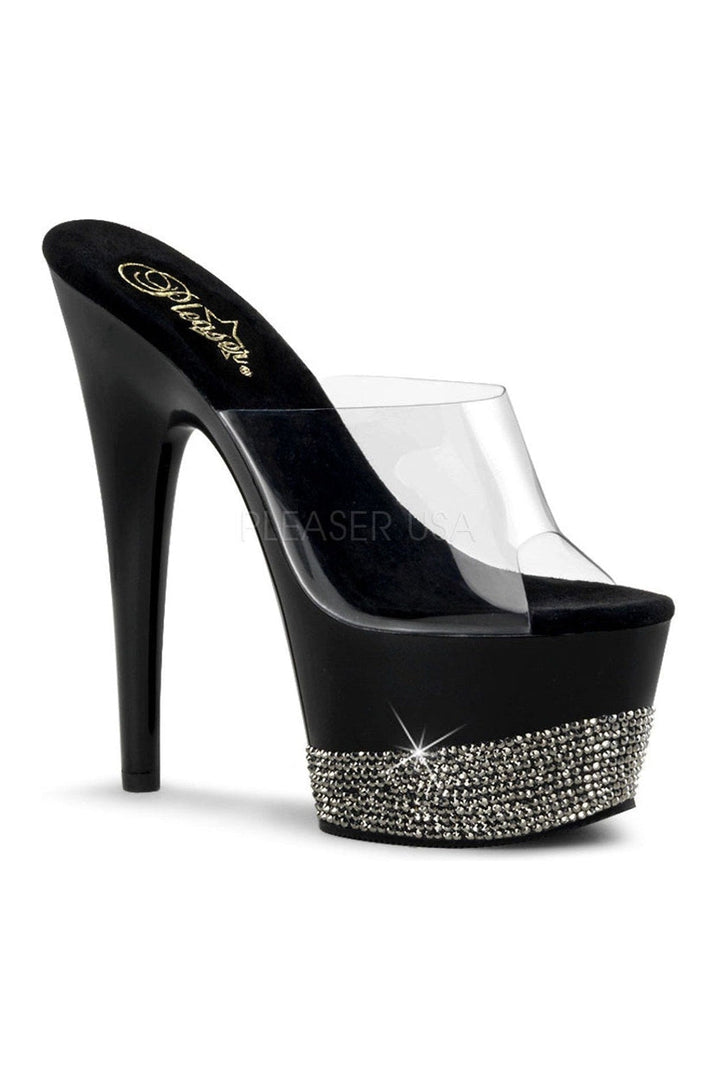 ADORE-701-3 Platform Slide | Black Vinyl-Pleaser-Black-Slides-SEXYSHOES.COM
