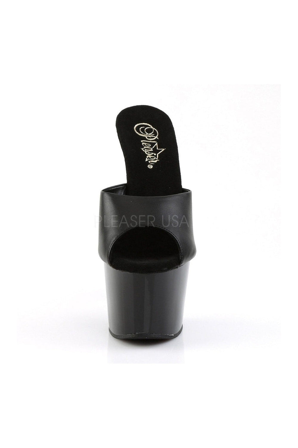 Pleaser ADORE-701 Platform Slide in Black Genuine Leather