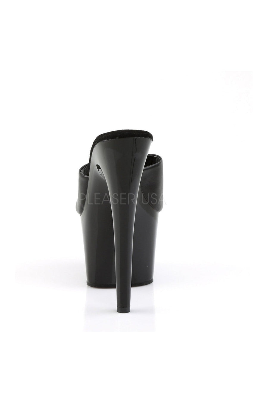 Pleaser ADORE-701 Platform Slide in Black Genuine Leather