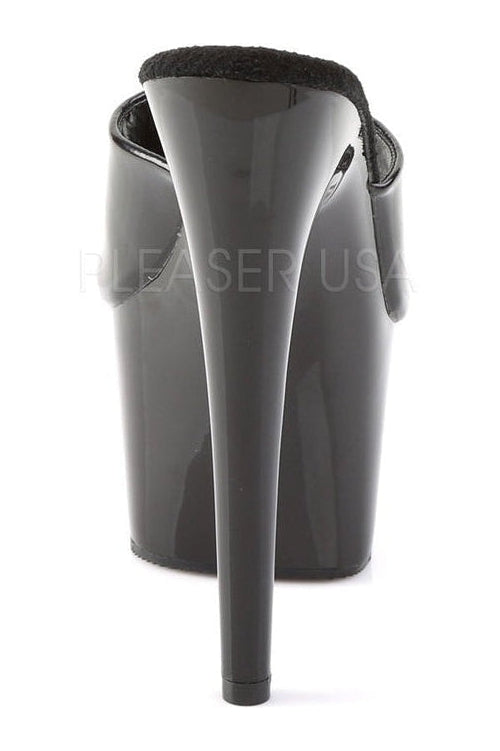 Pleaser ADORE-701 Platform Slide in Black Patent