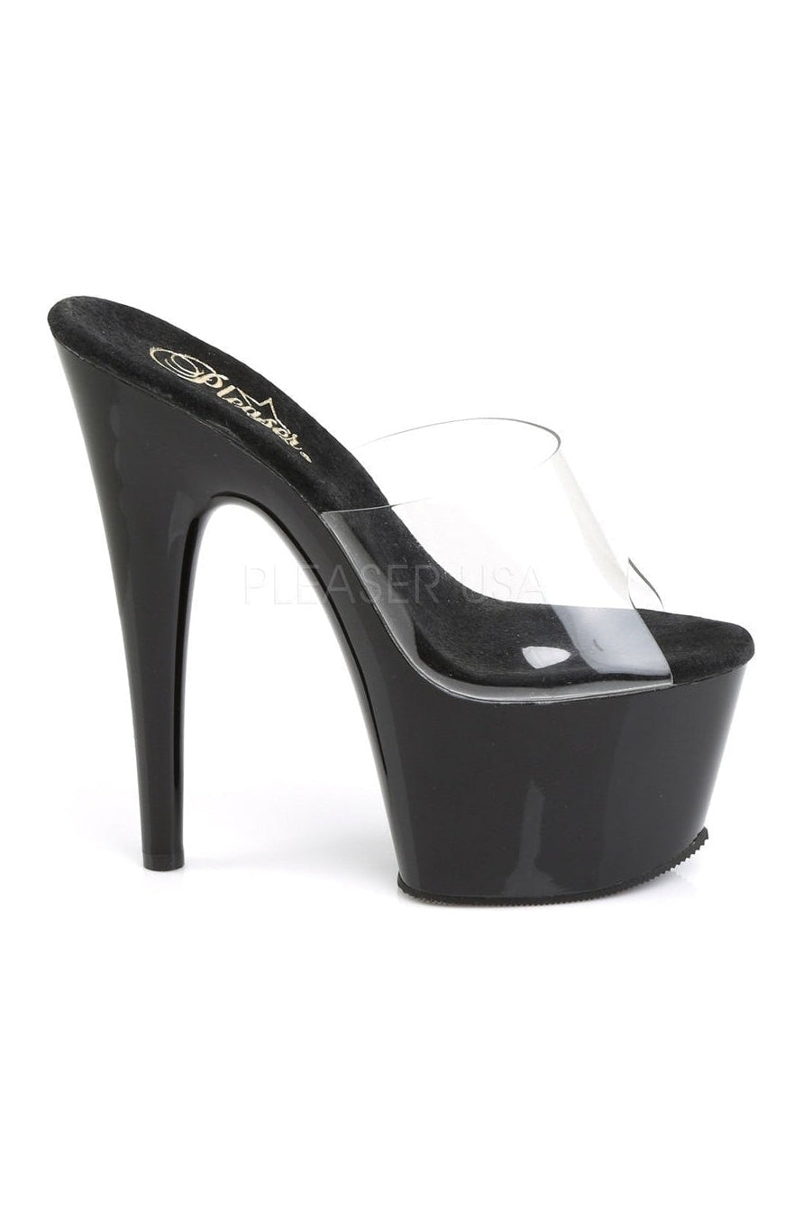 ADORE-701 Platform Slide | Black Vinyl-Pleaser-Slides-SEXYSHOES.COM