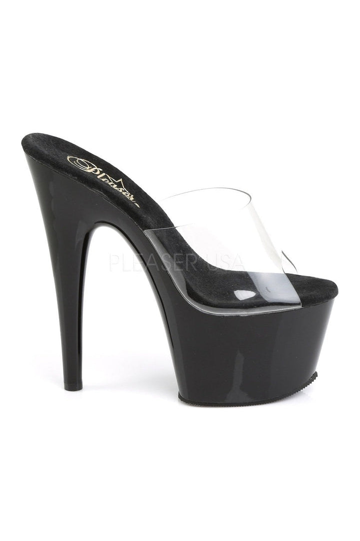 ADORE-701 Platform Slide | Black Vinyl-Pleaser-Slides-SEXYSHOES.COM