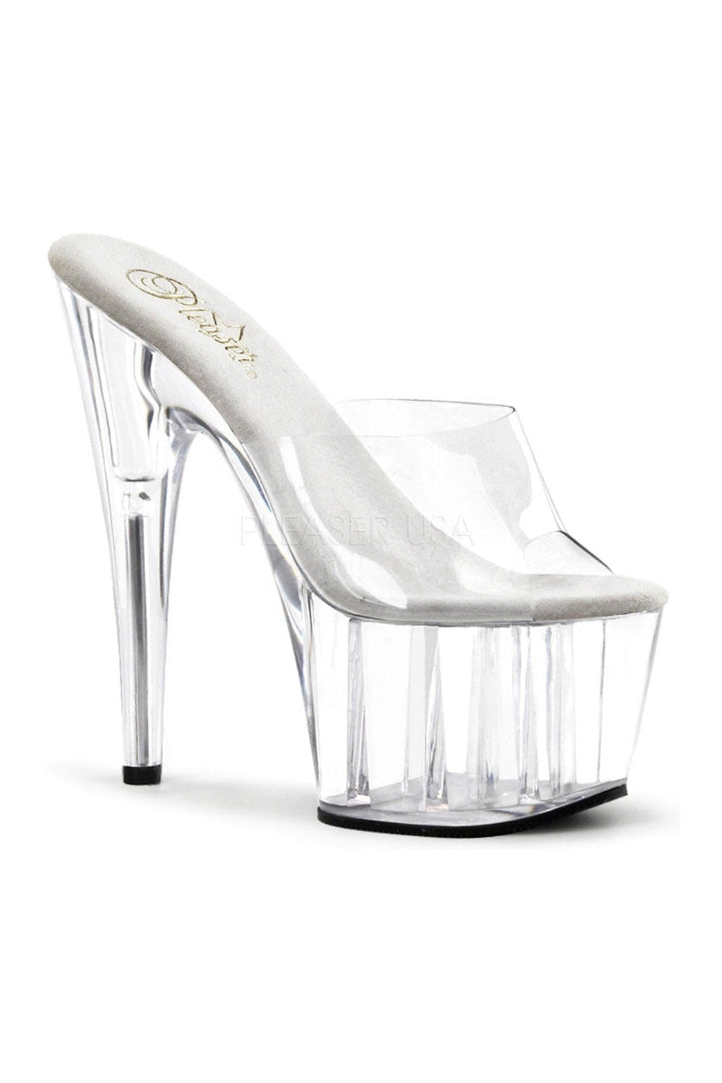 ADORE-701 Platform Slide | Clear Vinyl-Pleaser-Clear-Slides-SEXYSHOES.COM