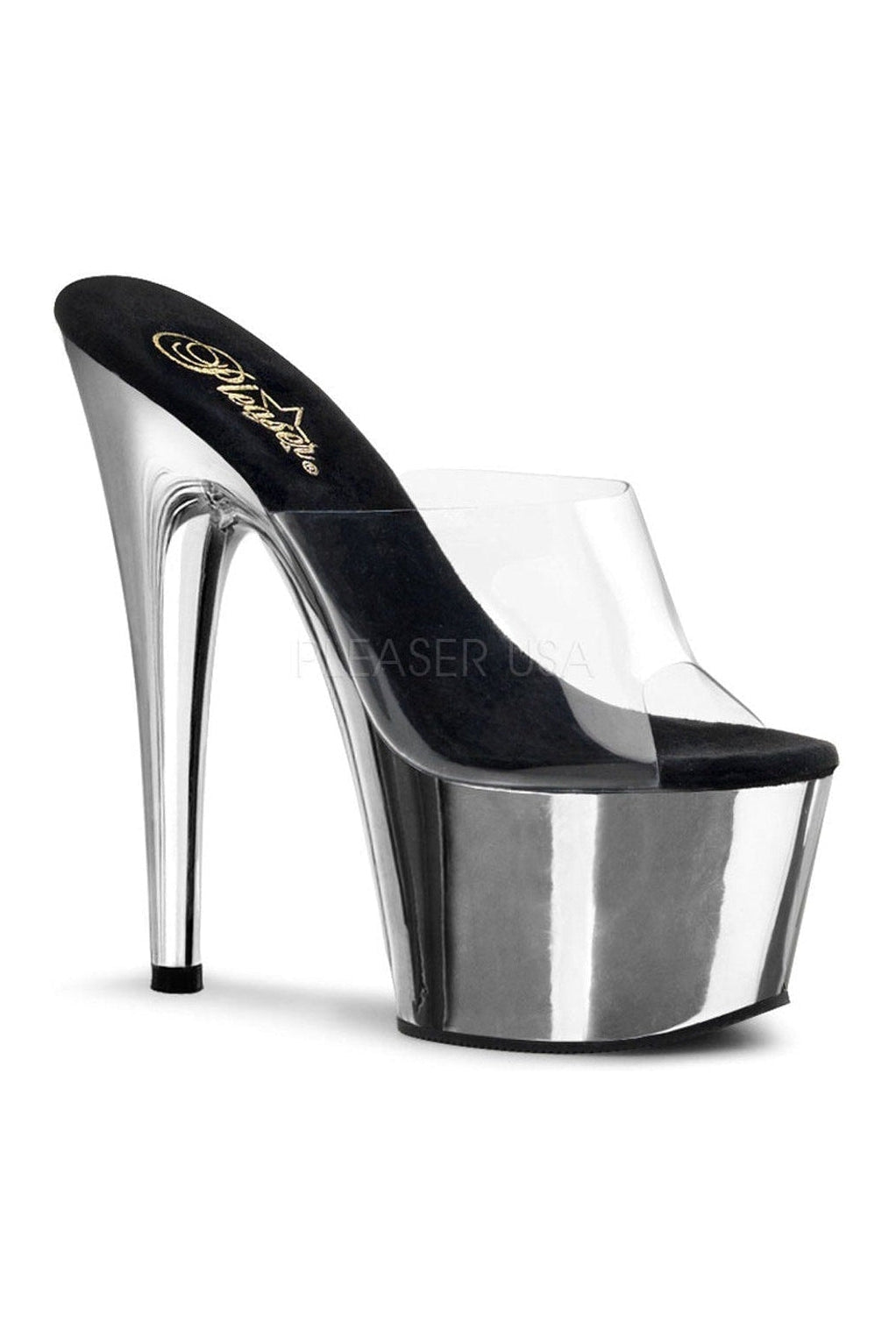 Pleaser ADORE-701 Platform Slide in Clear Vinyl from SexyShoes.com