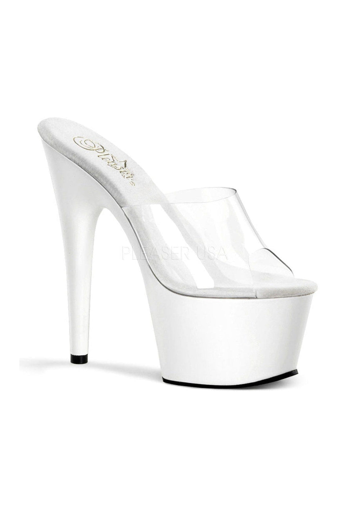 Pleaser ADORE-701 Platform Slide in Clear Vinyl from SexyShoes.com