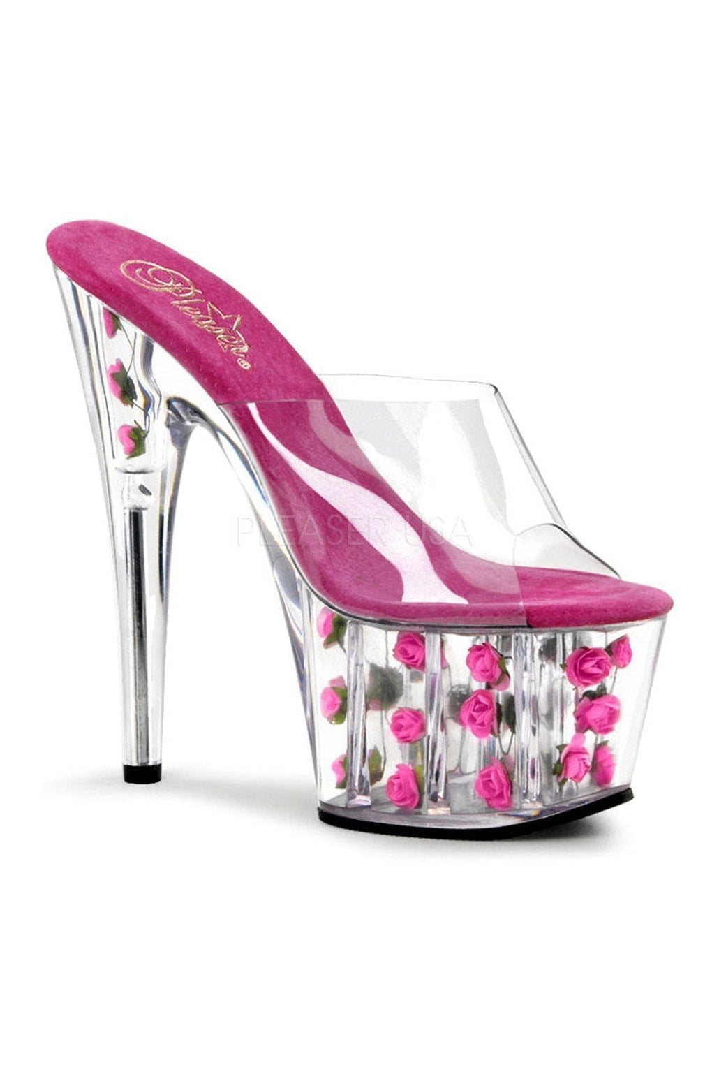 ADORE-701FL Platform Slide | Clear Vinyl-Pleaser-Clear-Slides-SEXYSHOES.COM