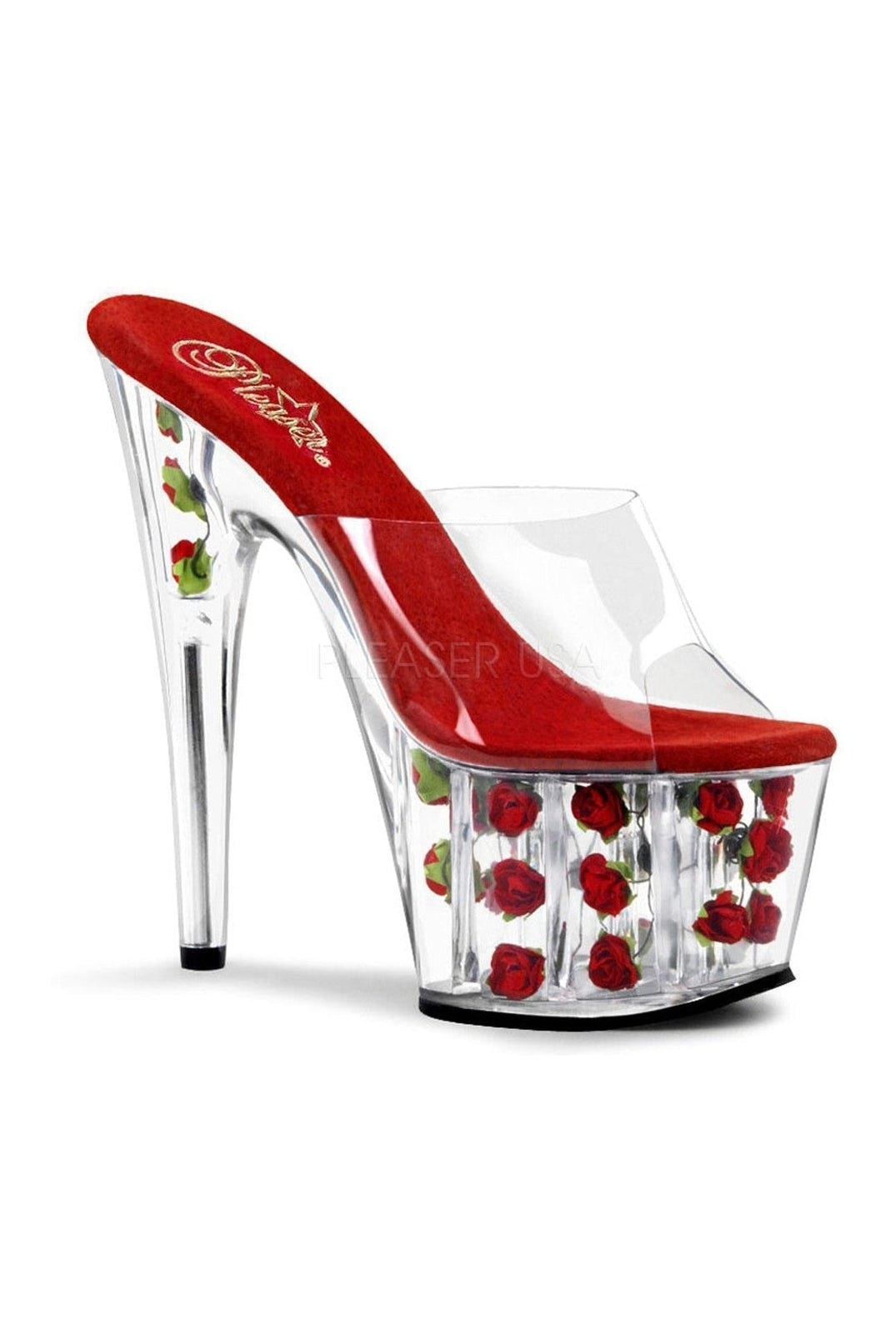 Pleaser ADORE-701FL Platform Slide in Clear Vinyl from SexyShoes.com