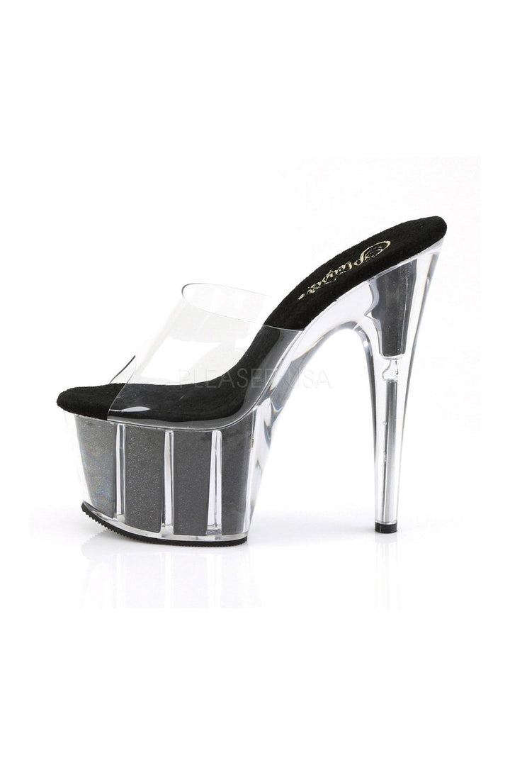 ADORE-701G Platform Slide | Black Vinyl-Pleaser-Slides-SEXYSHOES.COM