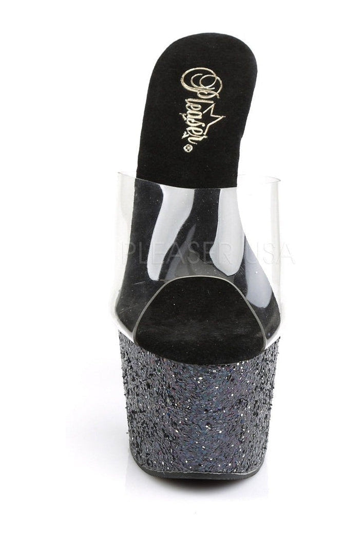 Pleaser ADORE-701LG Platform Slide in Black Vinyl