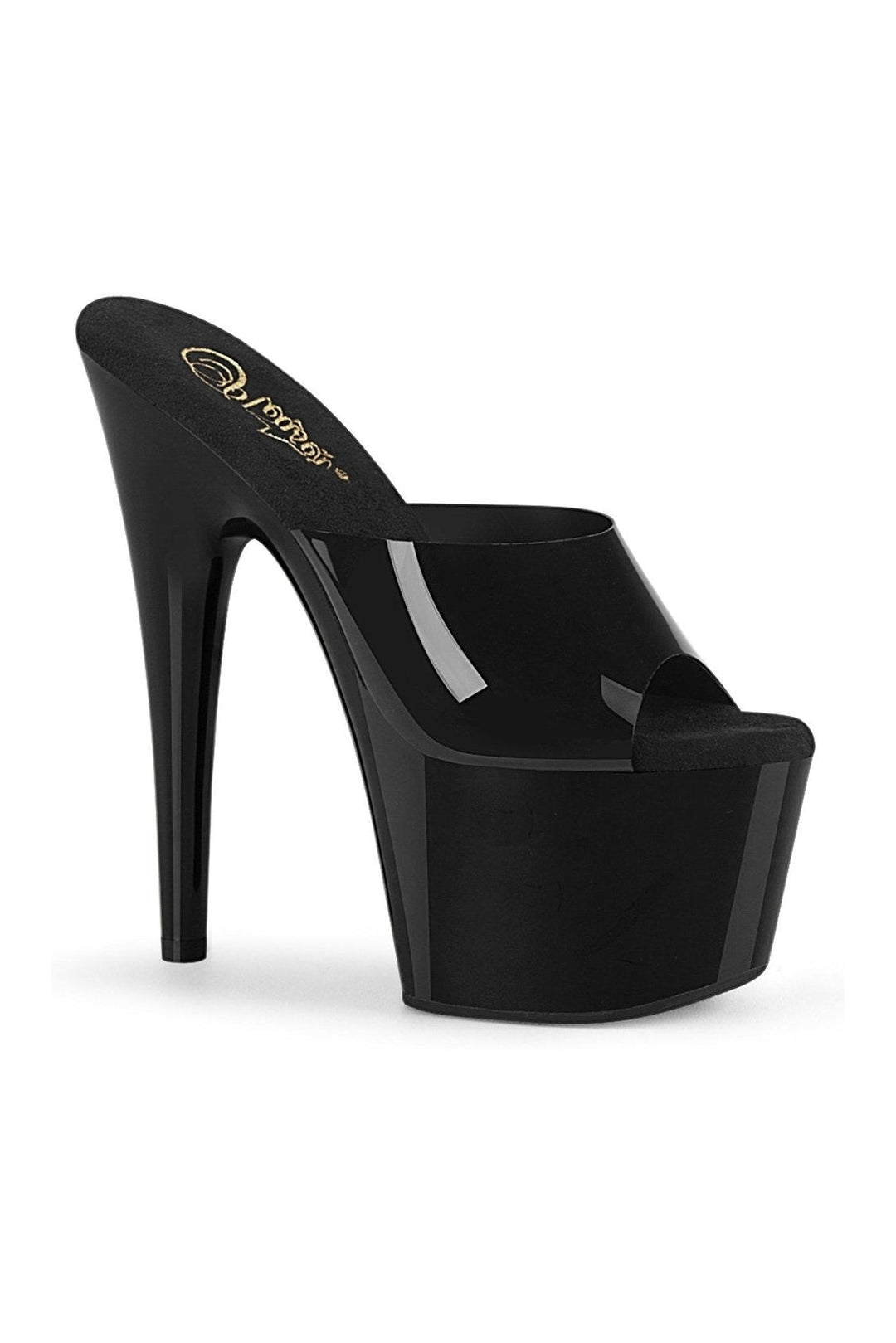 Pleaser ADORE-701N Exotic Slide in Black Faux Leather from SexyShoes.com