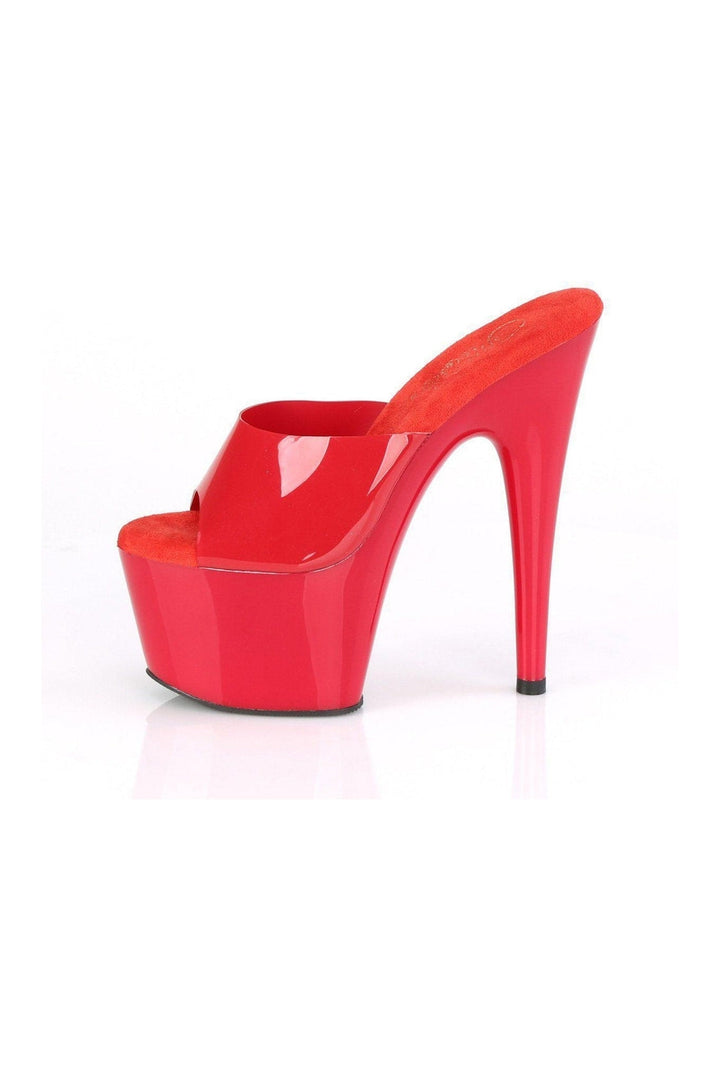 ADORE-701N Stripper Slide | Red Faux Leather-Slides-Pleaser-SEXYSHOES.COM