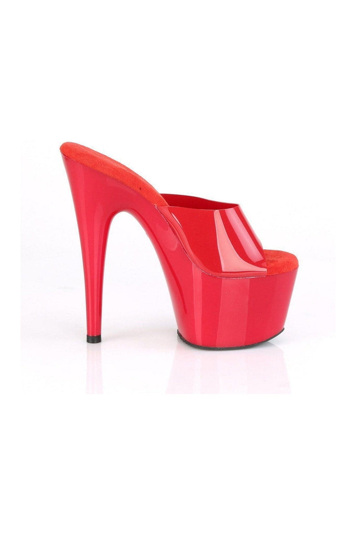 ADORE-701N Stripper Slide | Red Faux Leather-Slides-Pleaser-SEXYSHOES.COM