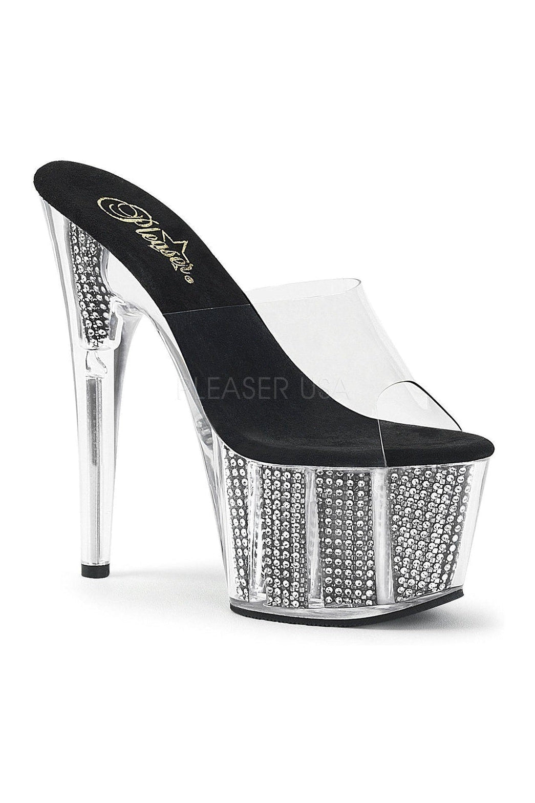Pleaser ADORE-701SRS Platform Slide in Black Vinyl from SexyShoes.com