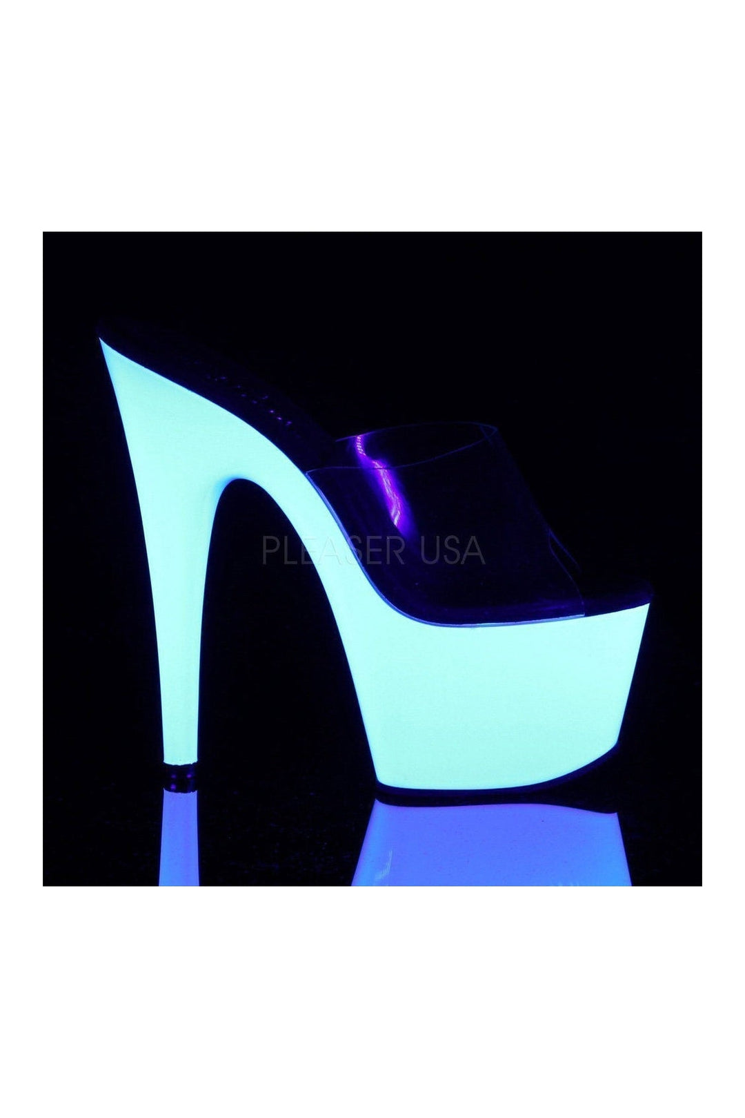 Pleaser ADORE-701UV Platform Slide in Clear Vinyl